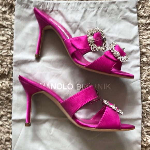 🌸SOLD🌸Manolo Blahnik Mulussanhan BuckleSatinShoe - Picture 2 of 5
